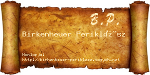 Birkenheuer Periklész névjegykártya
